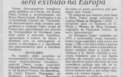 Documentário brasileiro será exibido na Europa